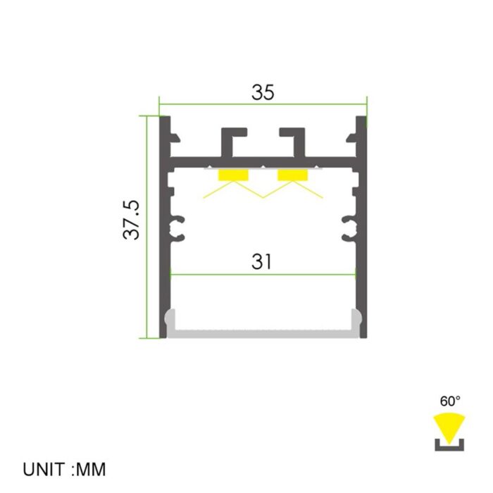 ⁦פרופיל תאורה - WN35⁩ – תמונה ⁦2⁩